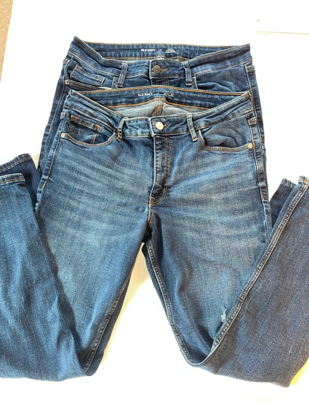 Old Navy Women's Dark Blue Skinny Jeans - Faded Indigo Wash. 2 Pairs